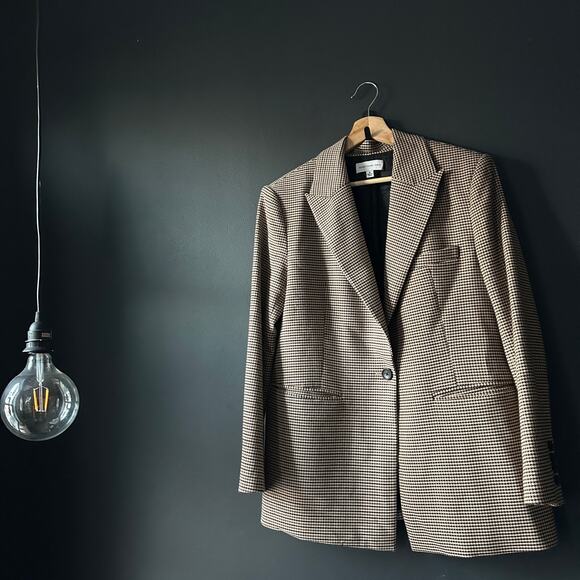 Something Navy Lennon Brown Two Toned Houndstooth Blazer Size Medium - Picture 10 of 11